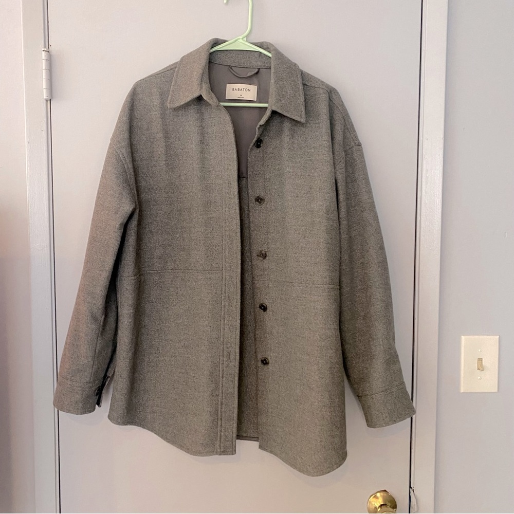 Aritzia Babaton grey shacket.